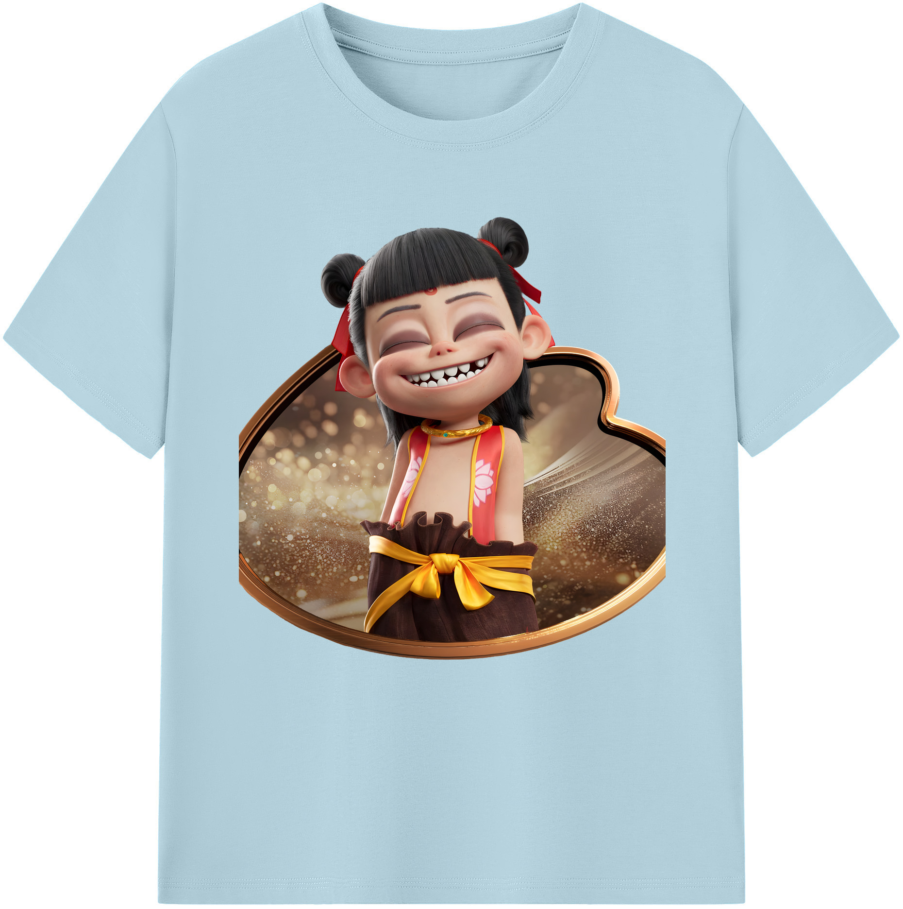 （画像用） Ne Zha 2 ナタ 魔童の大暴れ 綿100％半袖Tシャツ（フロントプリント）